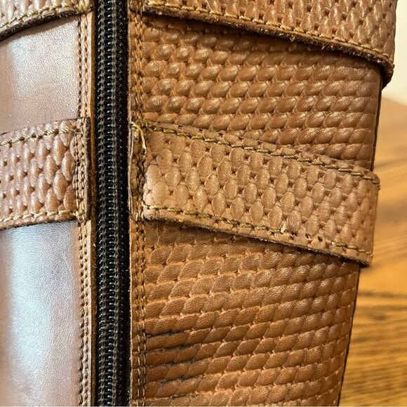 Roan “Date” Dark Tan/Light Brown Leather Riding Boots Size 6.5 - Picture 9 of 15